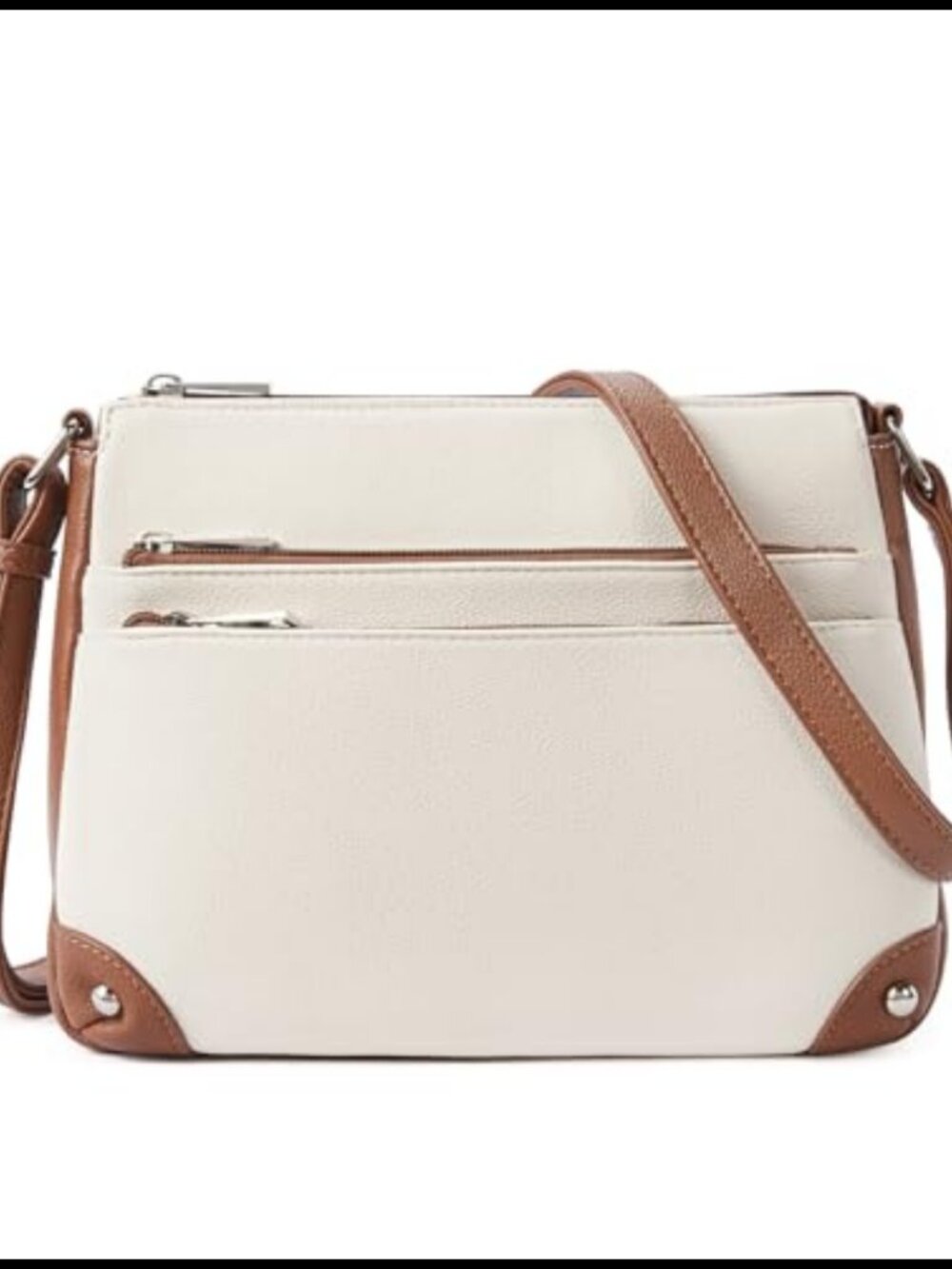 Vegan Leather Medium Crossbody Satchel with Multi Zipper Pockets